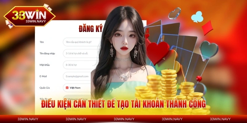 Điều kiện cần thiết để tạo tài khoản thành công